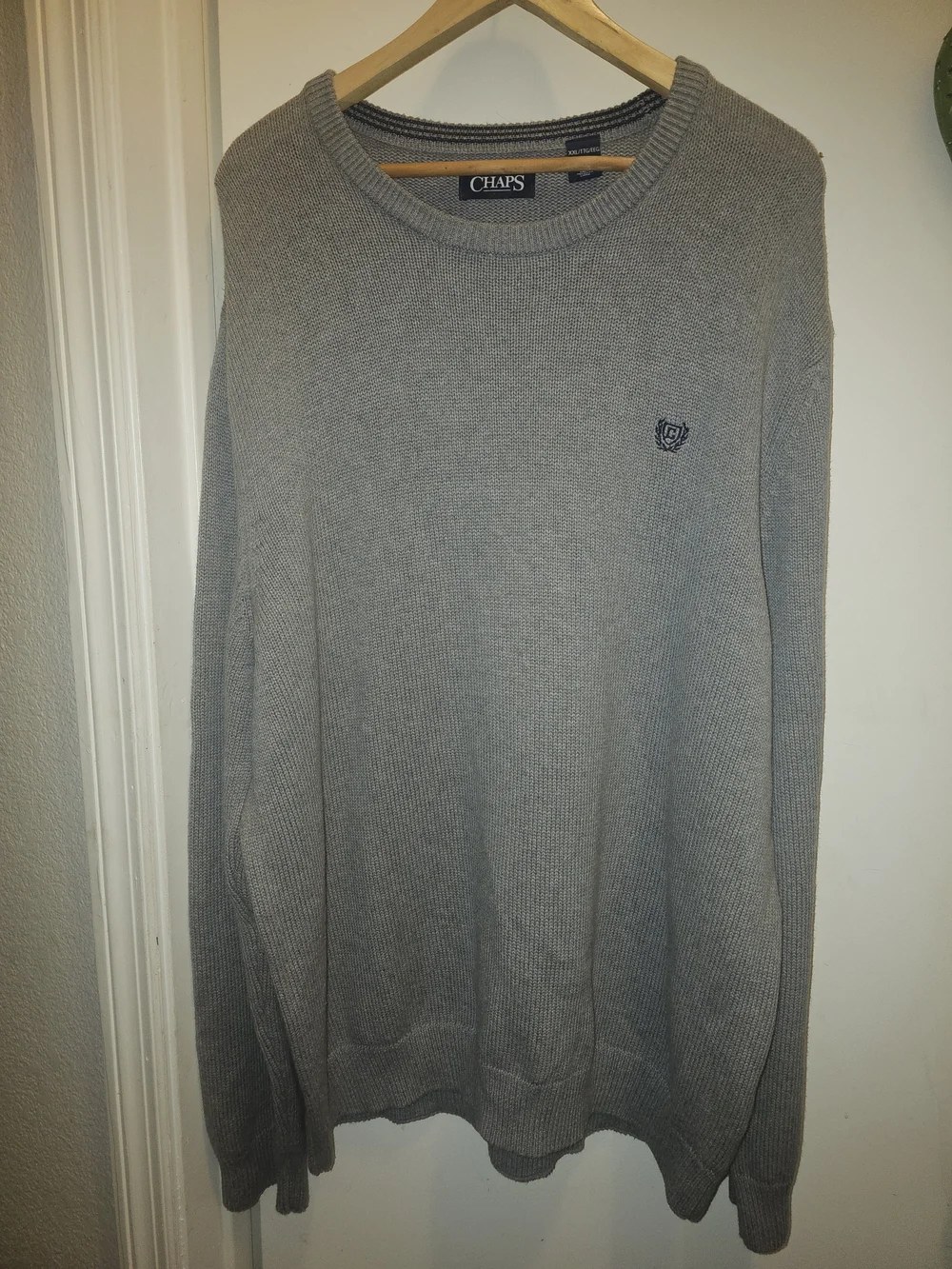 Chaps Men's Cotton Knit Crew Neck Sweater Gray Size XXL EUC